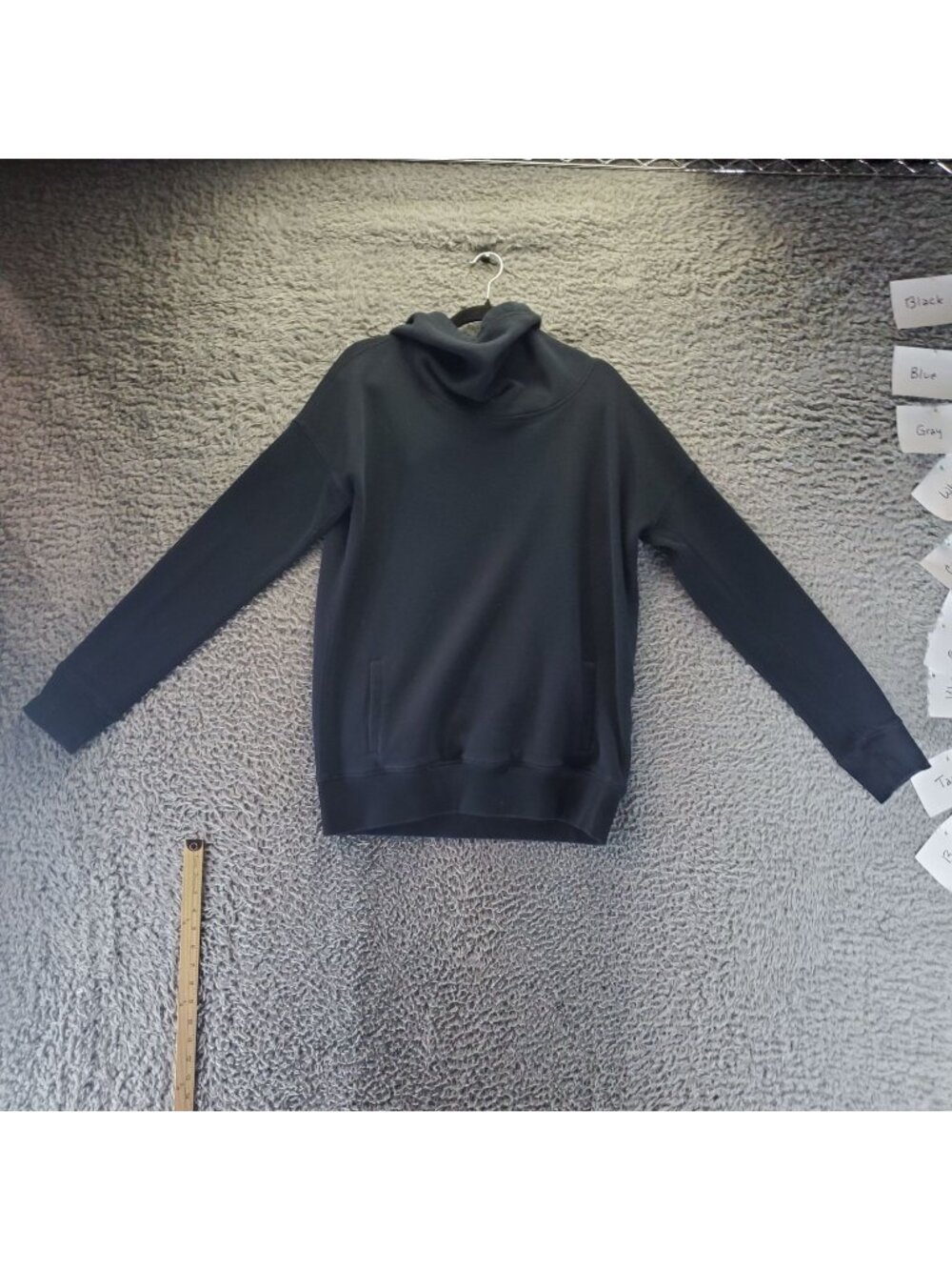 Zyia Top Womens Large Black Funnel Neck Fleece Pullover Sweatshirt *Read*
